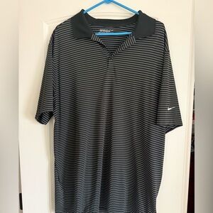 Nike Men's Black and White Striped Polo Shirt